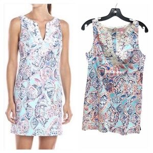 Lilly Pulitzer Dress Shift 6 Gabby Shell Me About It red blue Seashells mermaid